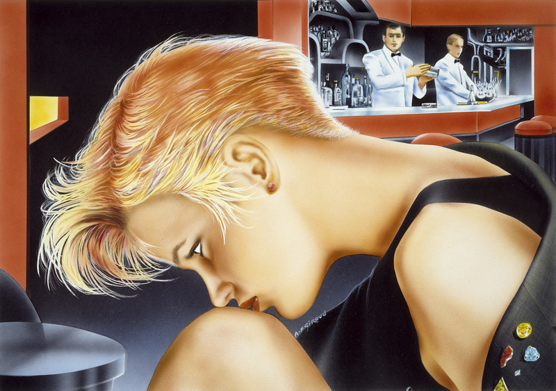 Blonde dans un bar