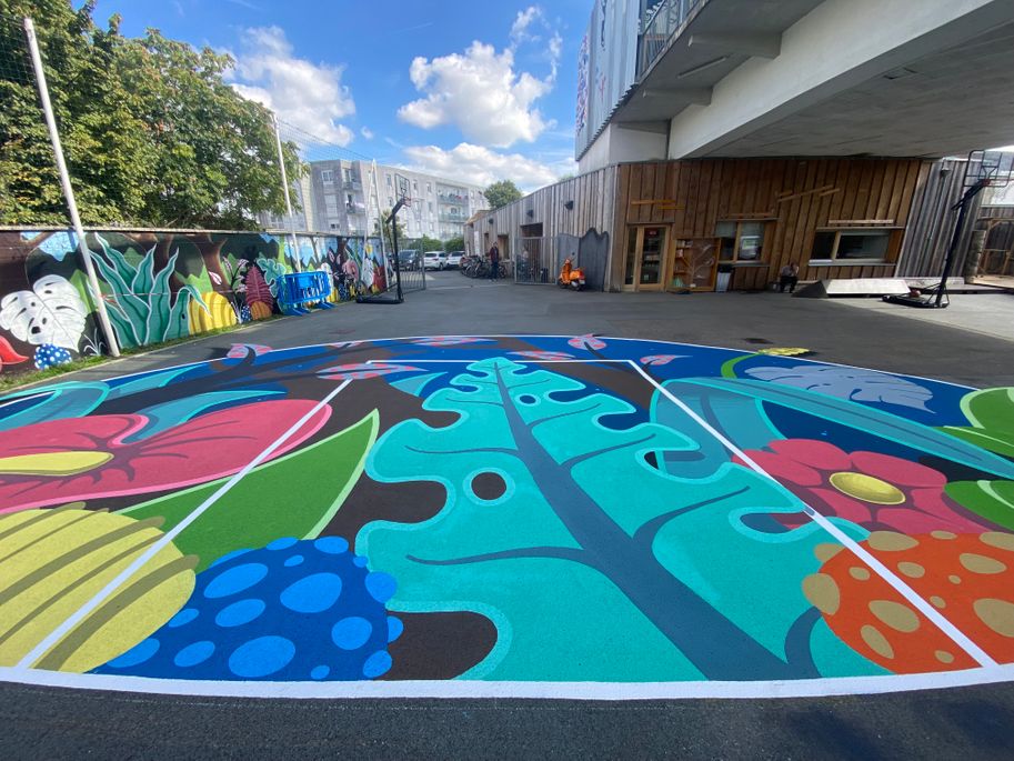 « Jungle » fresque au sol dans un centre social 