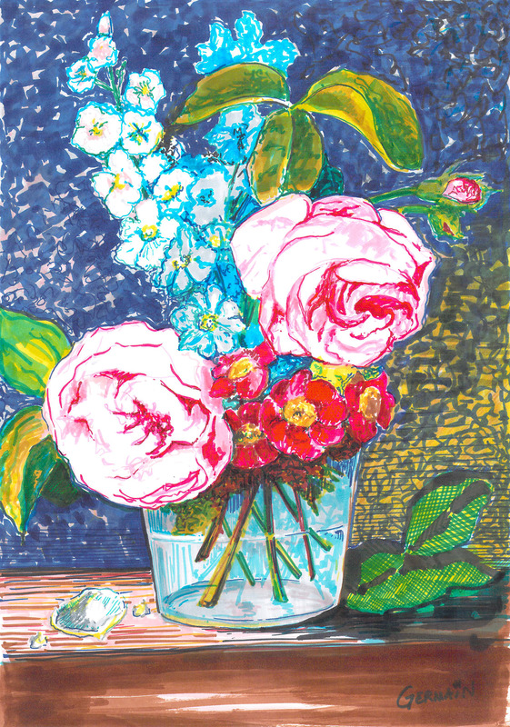 Roses anciennes en bouquet