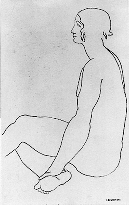 Croquis. Nu assis